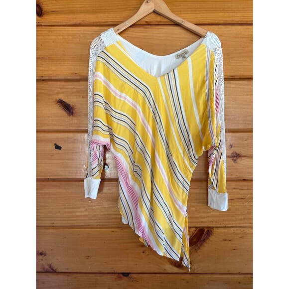 Democracy Boho asymptomatic blouse crochet at sleeve L - Picture 1 of 5